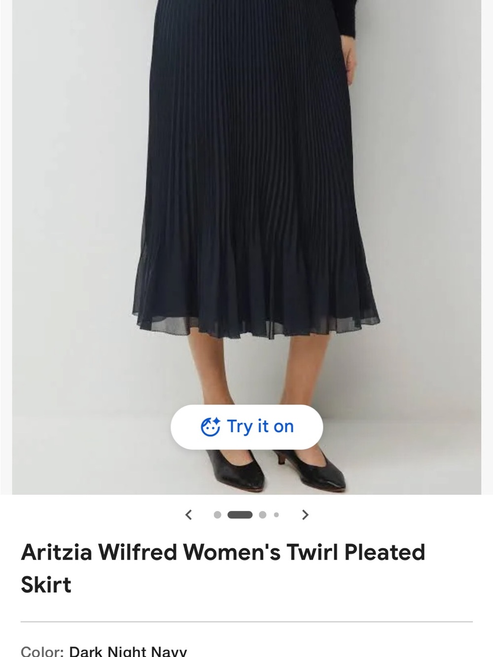 Wilfred Navy Pleated Midi Skirt